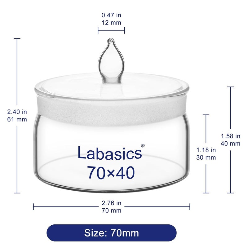 Labasics Borosilicate Glass Weighing Bottle, 70 mm Diameter, 40 mm Height, with Ground Glass Stopper, Wide Mouth for Laboratory - Image 4